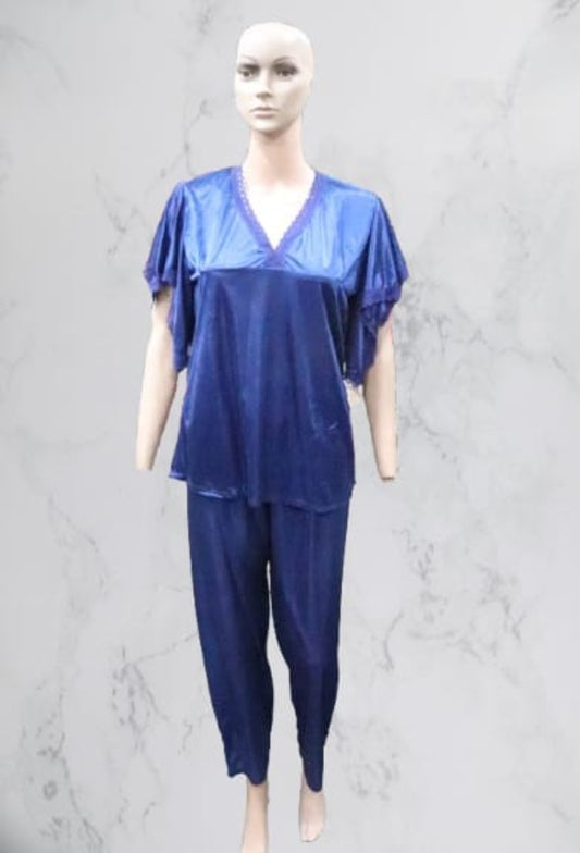 Silk 2 piece blue color pajama suit Article [ 000055] Fabric Silk