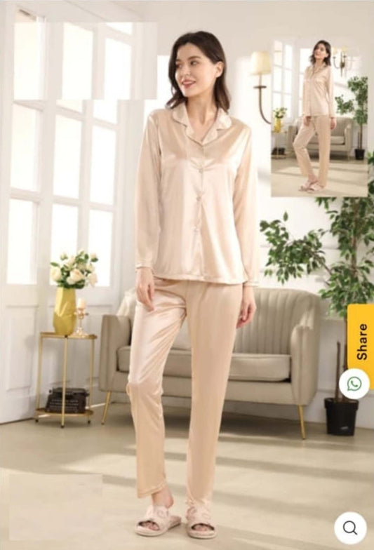 Silk pajama suit 2 piece trouser + shirt Half sleeve Fabric silk [000265]