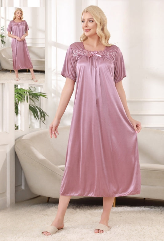 Silk Single Long Night Dress  [AR000084]