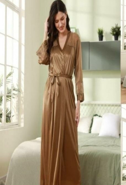 Premiu Silk long night dress trouser free size [000004]