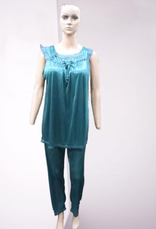 Silk 2 piece green color pajama suit Article [ 000055] Fabric Silk